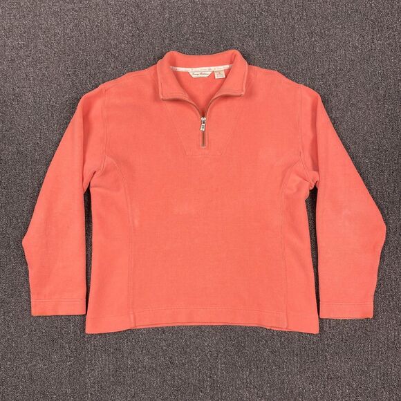 Tommy Bahama Sweaters - Tommy Bahama Shirt Women’s Salmon Pullover Sleeve Tee 1/4 Zip Size Medium